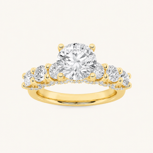 2.5CT Round Cut Lab Grown Diamond Cluster Ring