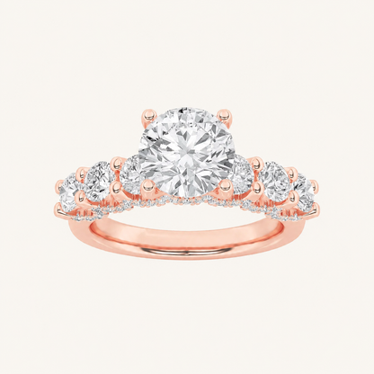 2.5CT Round Cut Lab Grown Diamond Cluster Ring