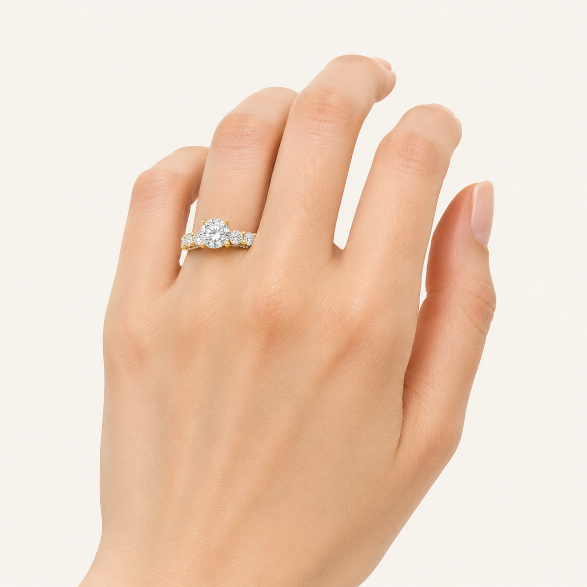 2.5CT Round Cut Lab Grown Diamond Cluster Ring