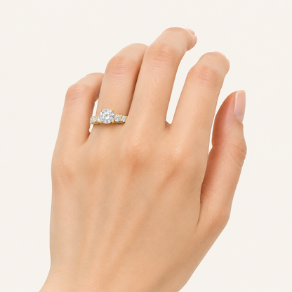 2.5CT Round Cut Lab Grown Diamond Cluster Ring