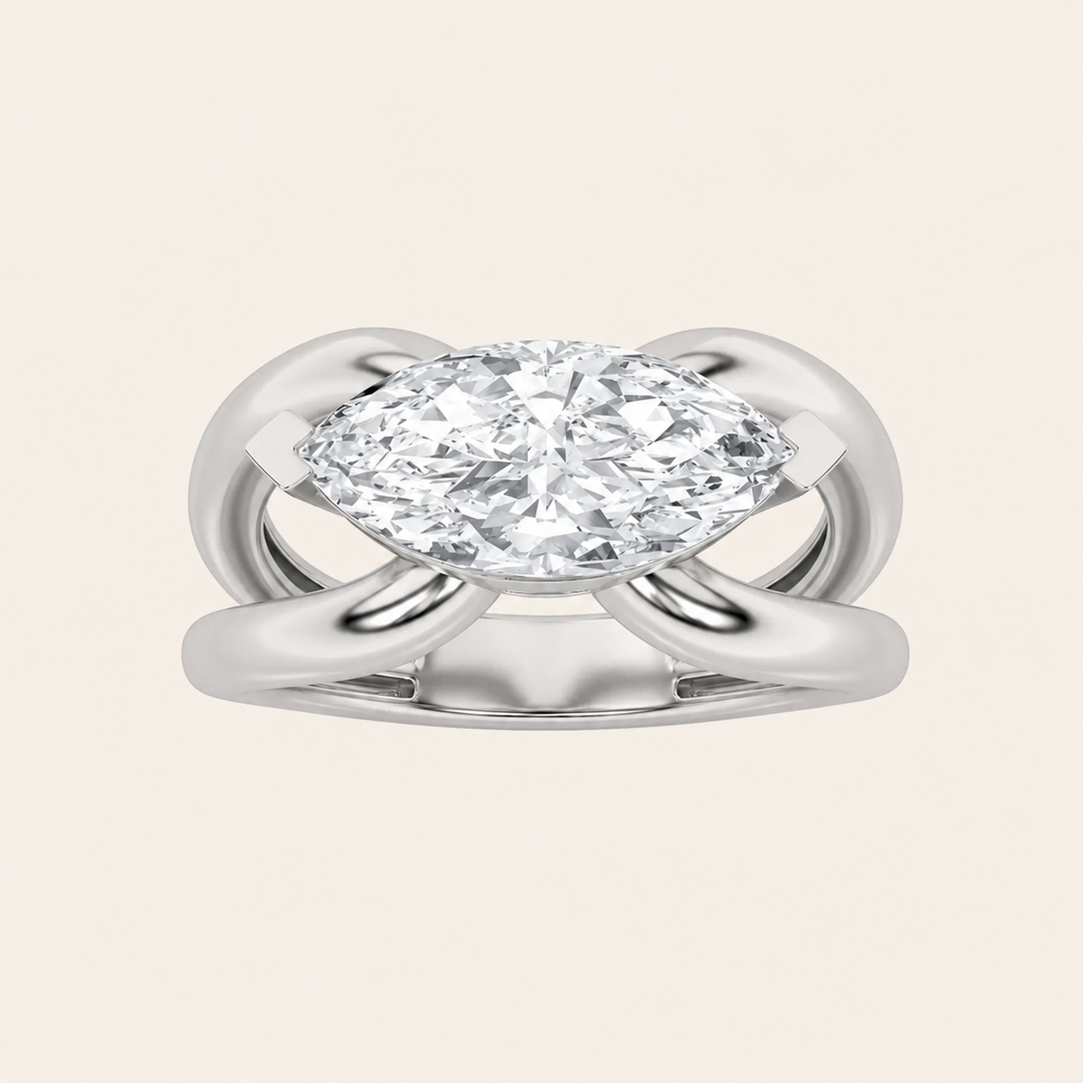 2CT Marquise Cut Lab Grown Diamond Solitaire Ring