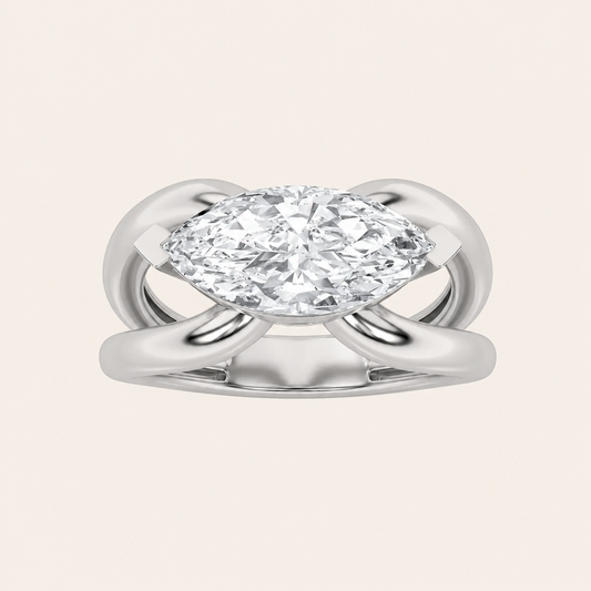 2CT Marquise Cut Lab Grown Diamond Solitaire Ring