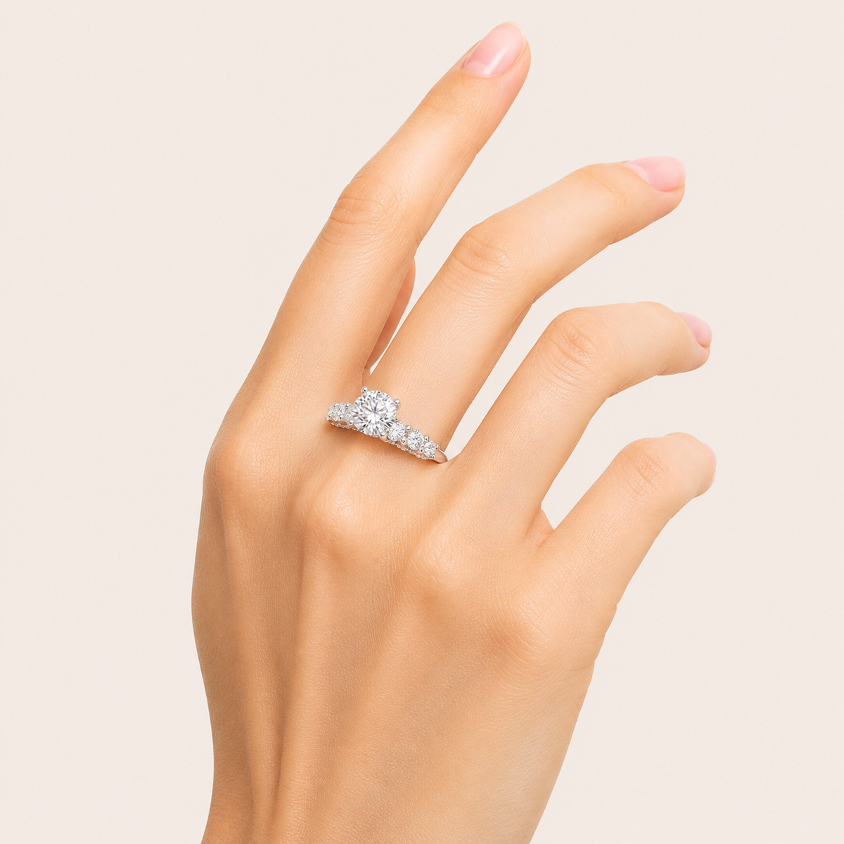 5CT Round Cut Lab Grown Diamond Cluster Ring