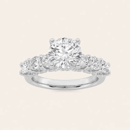 5CT Round Cut Lab Grown Diamond Cluster Ring