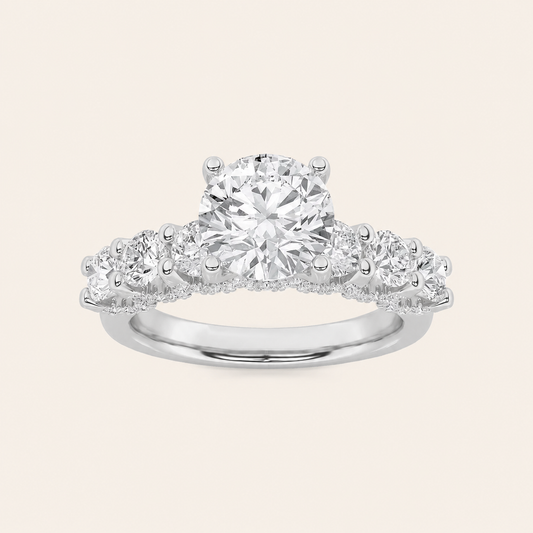 5CT Round Cut Lab Grown Diamond Cluster Ring