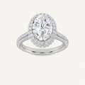3CT Oval Cut Lab Grown Diamond Halo Side Stone Ring