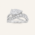 2CT Pear Cut Lab Grown Diamond Side Stone Ring