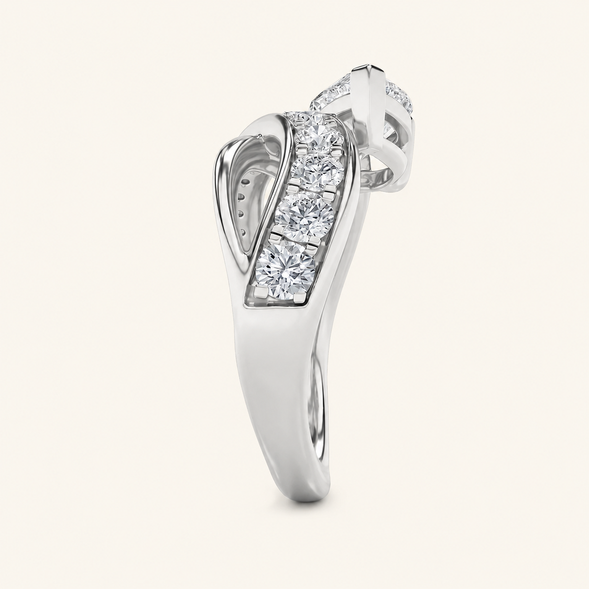 2CT Pear Cut Lab Grown Diamond Side Stone Ring