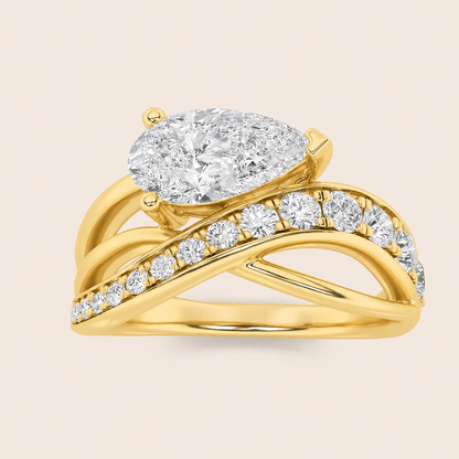 2CT Pear Cut Lab Grown Diamond Side Stone Ring