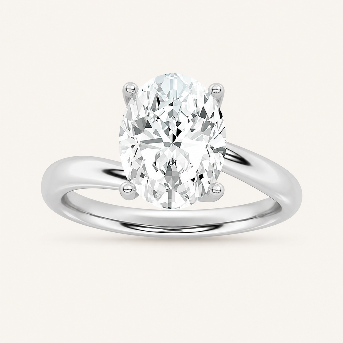 2CT Oval Cut Lab Grown Diamond Solitaire Ring