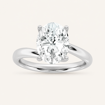 2CT Oval Cut Lab Grown Diamond Solitaire Ring