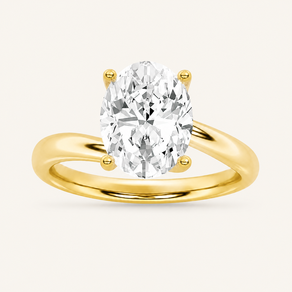 2CT Oval Cut Lab Grown Diamond Solitaire Ring