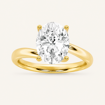 2CT Oval Cut Lab Grown Diamond Solitaire Ring