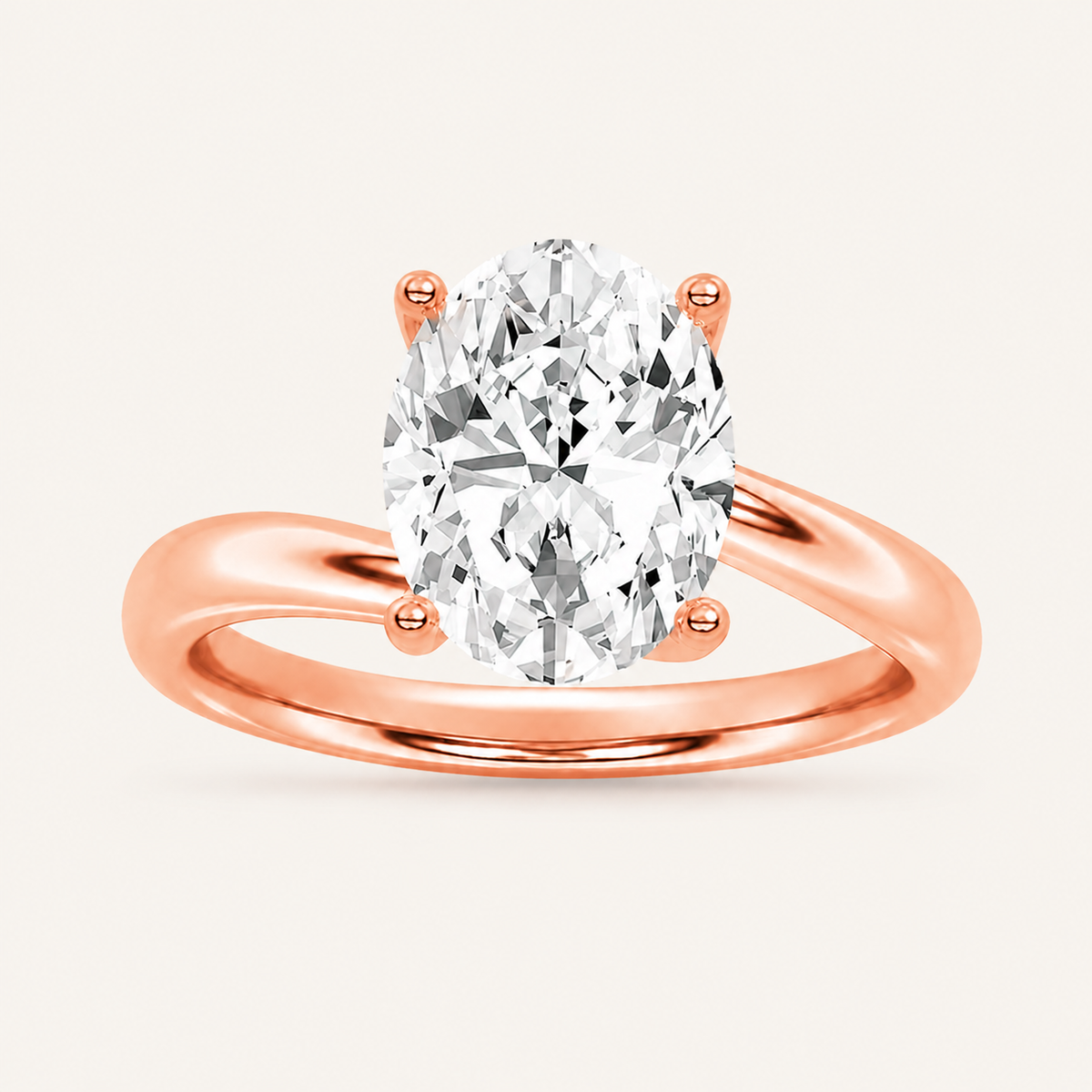 2CT Oval Cut Lab Grown Diamond Solitaire Ring