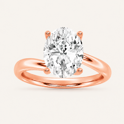 2CT Oval Cut Lab Grown Diamond Solitaire Ring