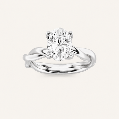 2CT Oval Cut Lab Grown Diamond Solitaire Ring