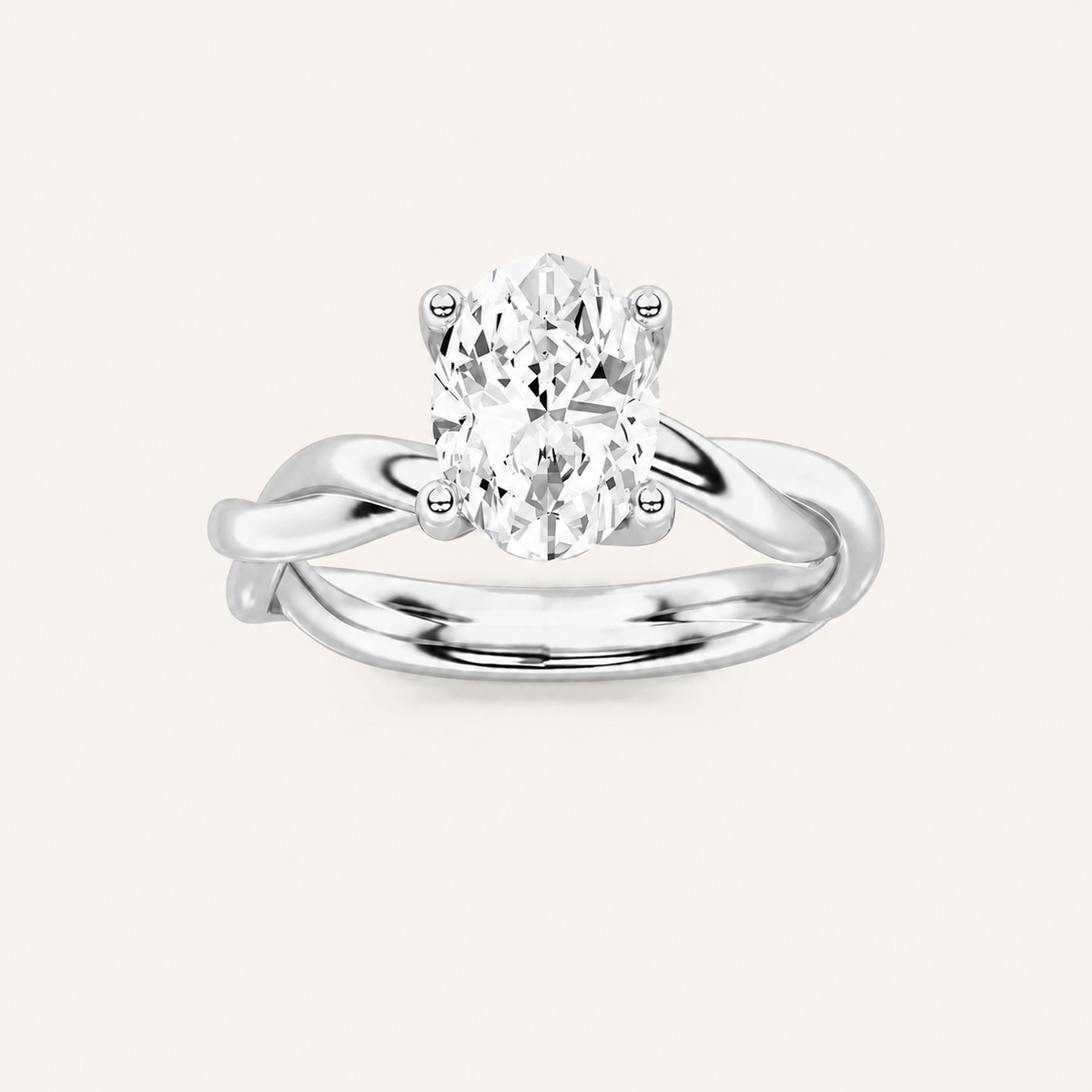 2CT Oval Cut Lab Grown Diamond Solitaire Ring