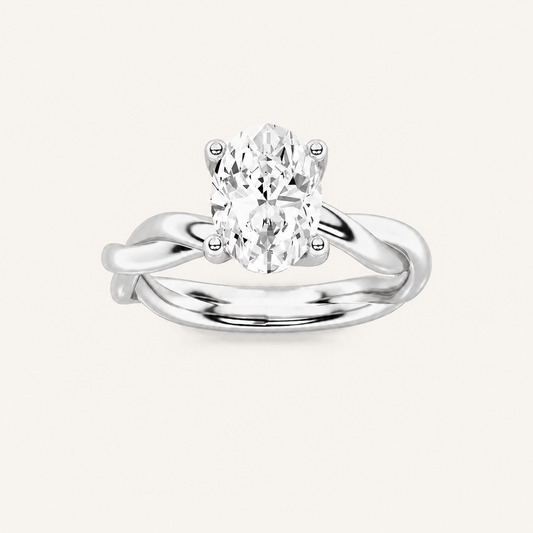 2CT Oval Cut Lab Grown Diamond Solitaire Ring