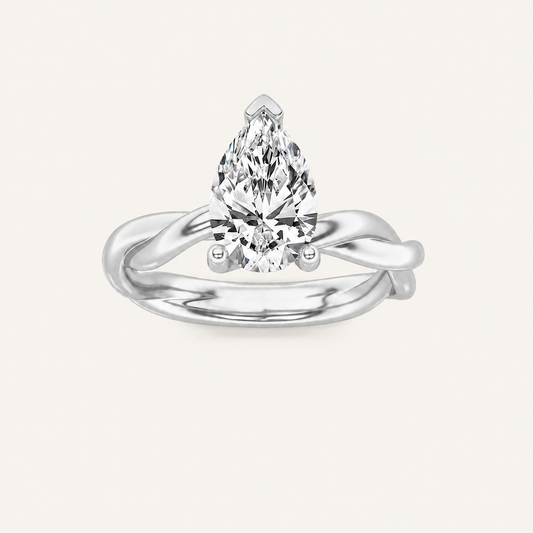 1.5CT Pear Cut Lab Grown Diamond Solitaire Ring
