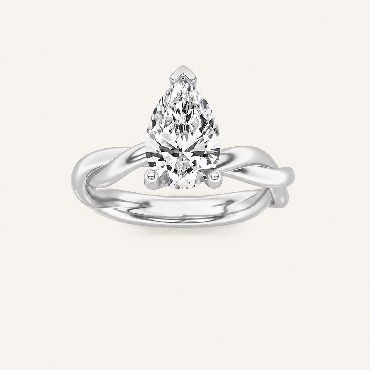 1CT Pear Cut Lab Grown Diamond Solitaire Ring