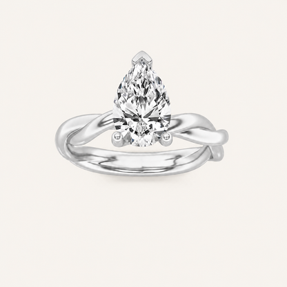 1CT Pear Cut Lab Grown Diamond Solitaire Ring