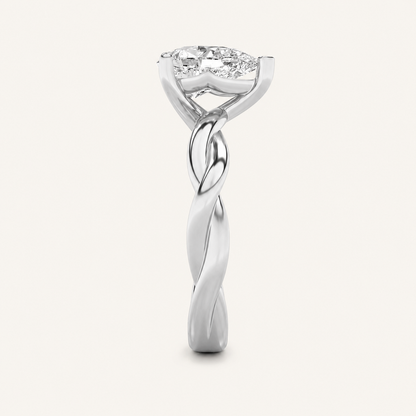 1CT Pear Cut Lab Grown Diamond Solitaire Ring