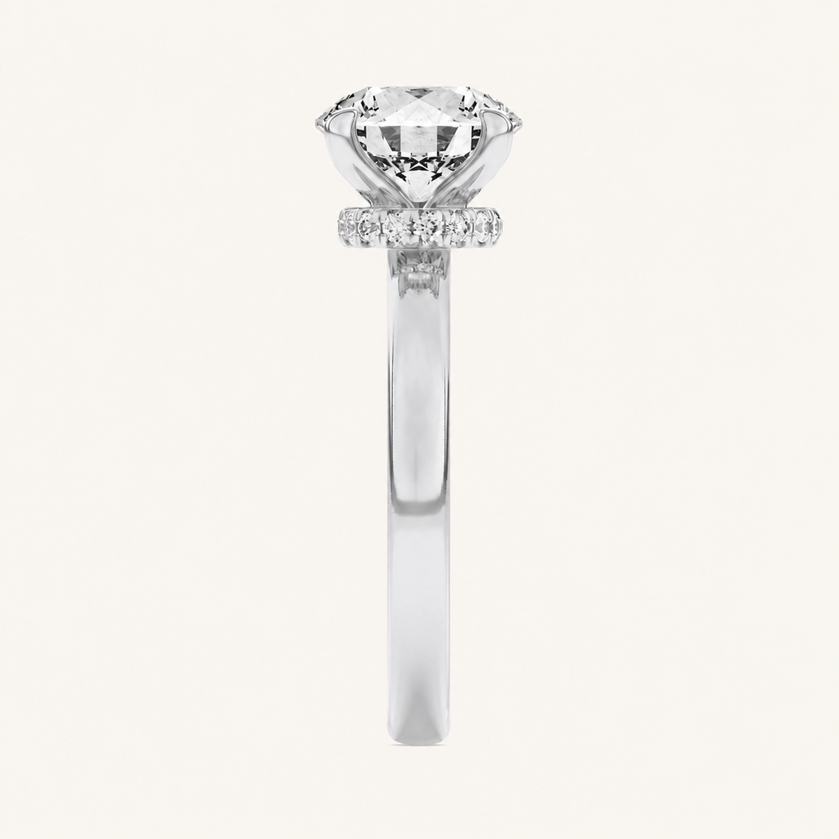 3CT Round Cut Lab Grown Diamond Hidden Halo Ring