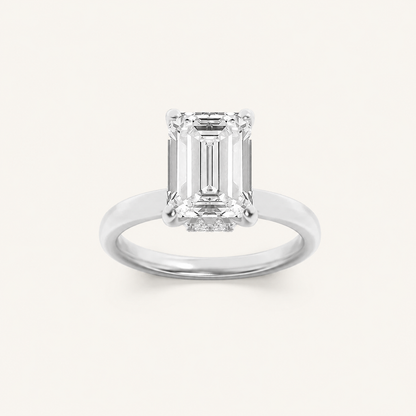 1CT Emerald Cut Lab Grown Diamond Hidden Halo Ring