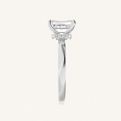 1CT Emerald Cut Lab Grown Diamond Hidden Halo Ring