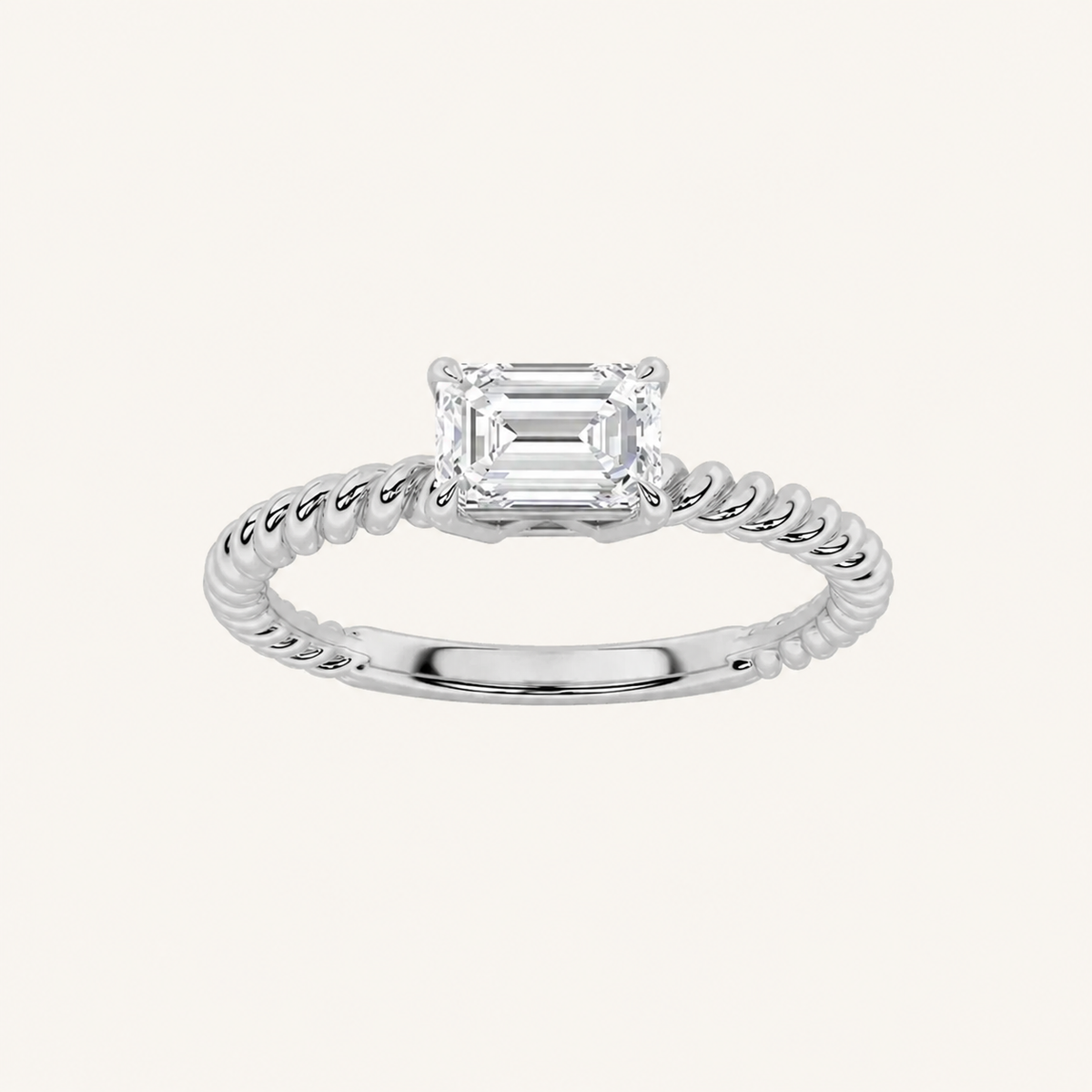 0.50CT Emerald Cut Lab Grown Diamond Solitaire Ring