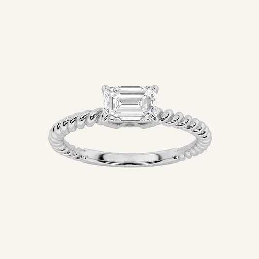 0.50CT Emerald Cut Lab Grown Diamond Solitaire Ring
