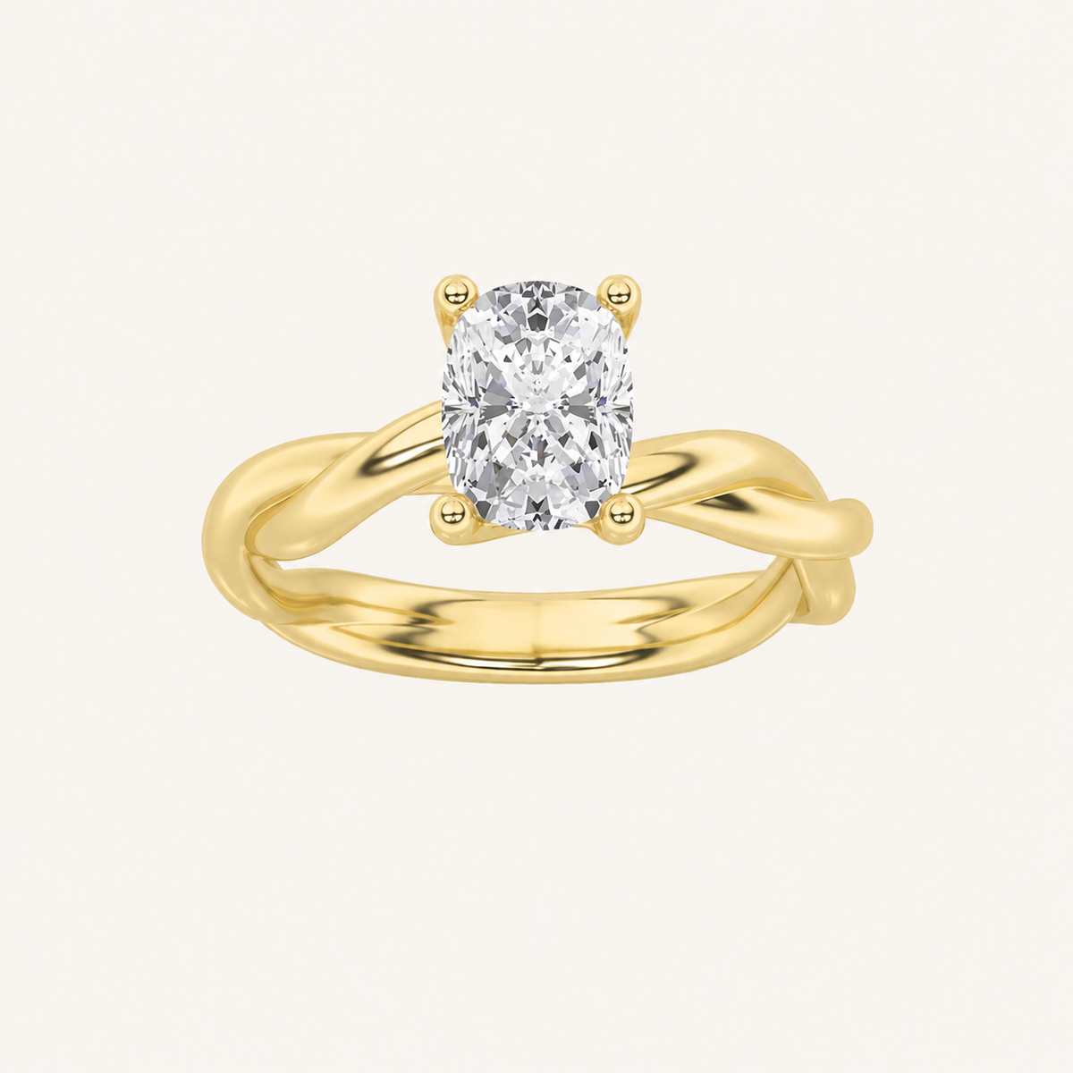 1CT Elongated Cushion Cut Lab Grown Diamond Solitaire Ring