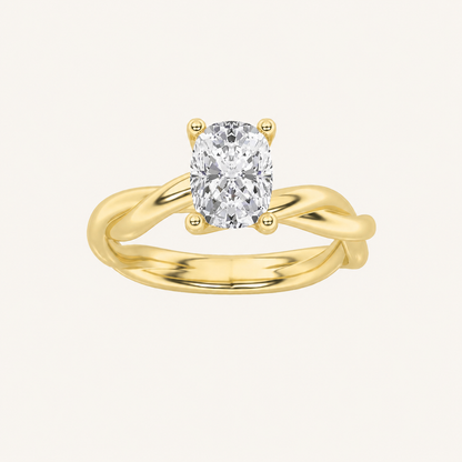 1CT Elongated Cushion Cut Lab Grown Diamond Solitaire Ring