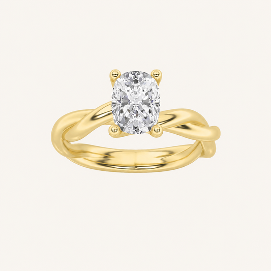 1CT Elongated Cushion Cut Lab Grown Diamond Solitaire Ring