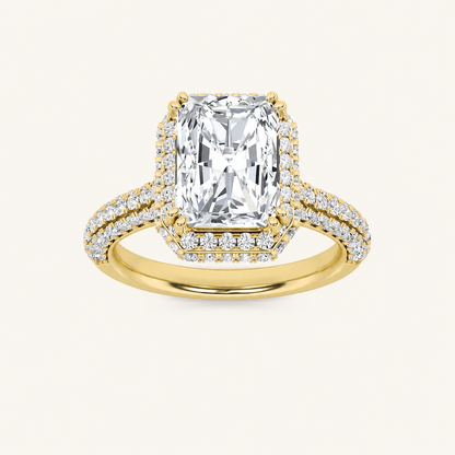 3CT Radiant Cut Lab Grown Diamond Halo Side Stone Ring