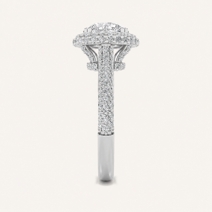 3CT Round Cut Lab Grown Diamond Halo Side Stone Ring