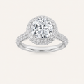 3CT Round Cut Lab Grown Diamond Halo Side Stone Ring