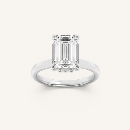 2CT Emerald Cut Lab Grown Diamond Hidden Halo Ring