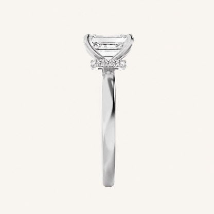 2CT Emerald Cut Lab Grown Diamond Hidden Halo Ring