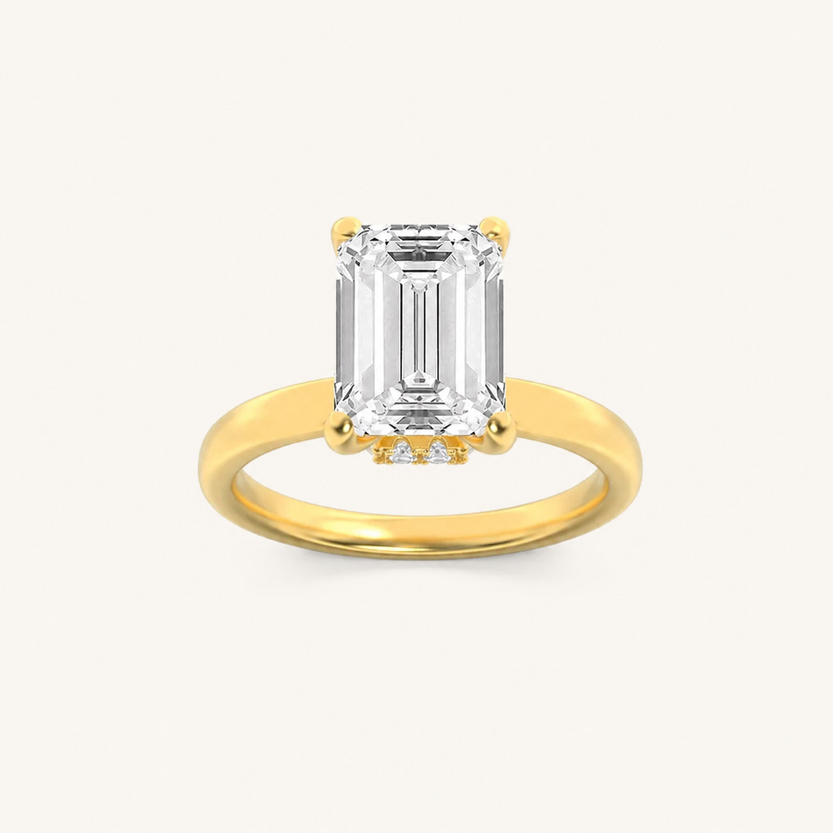 2CT Emerald Cut Lab Grown Diamond Hidden Halo Ring