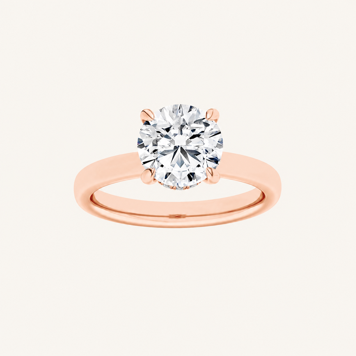 2CT Round Cut Lab Grown Diamond Hidden Halo Ring