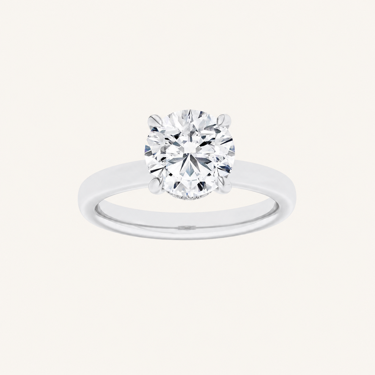 1CT Round Cut Lab Grown Diamond Hidden Halo Ring