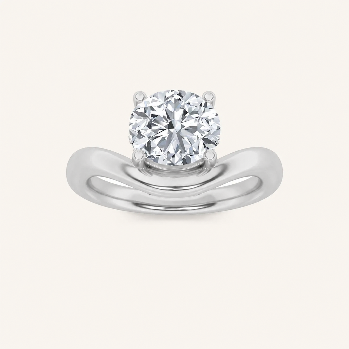 2CT Round Cut Lab Grown Diamond Solitaire Ring
