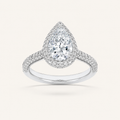3CT Pear Cut Lab Grown Diamond Halo Side Stone Ring