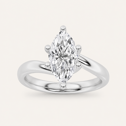 1CT Marquise Cut Lab Grown Diamond Solitaire Ring