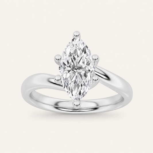 1CT Marquise Cut Lab Grown Diamond Solitaire Ring