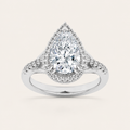 3CT Pear Cut Lab Grown Diamond Halo Side Stone Ring