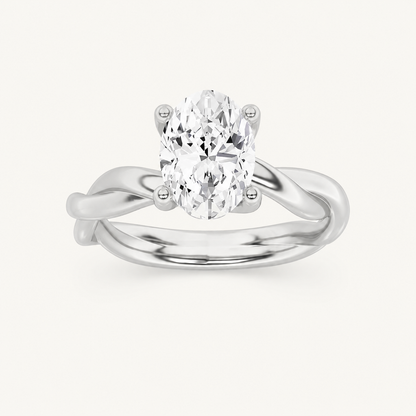 1.5CT Oval Cut Lab Grown Diamond Solitaire Ring