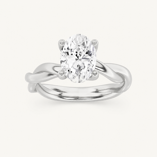 1.5CT Oval Cut Lab Grown Diamond Solitaire Ring