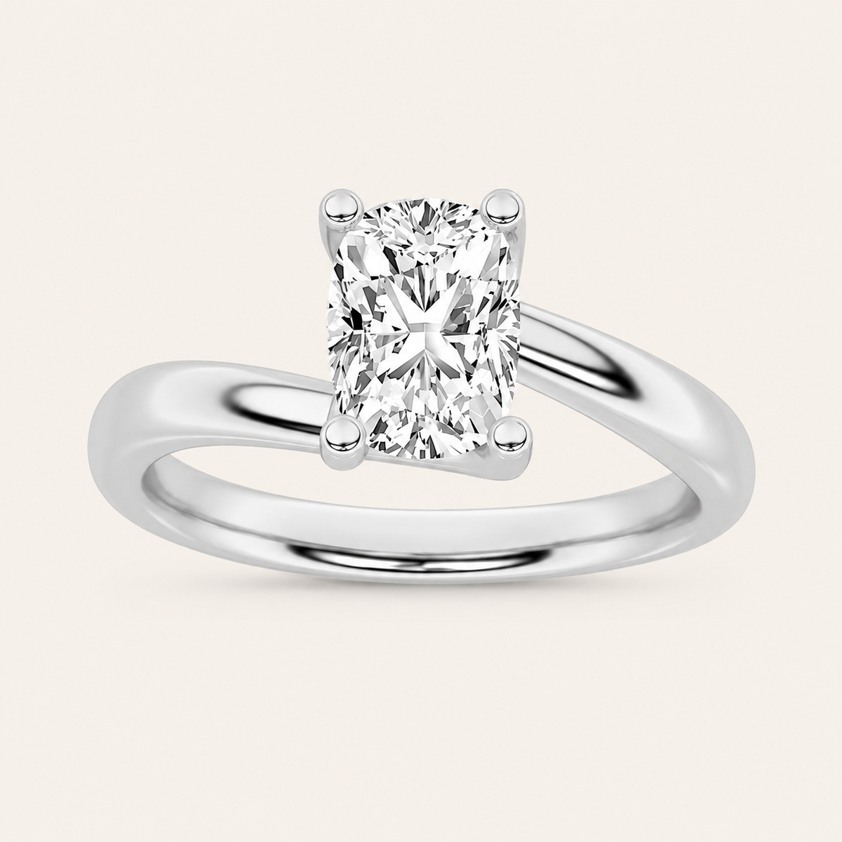 1CT Elongated Cushion Cut Lab Grown Diamond Solitaire Ring